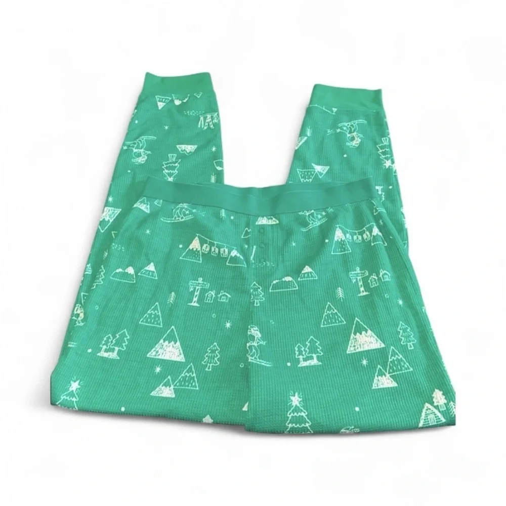 Wondershop Green Kids Christmas holiday Pajama thermal knit Pants size XLarge